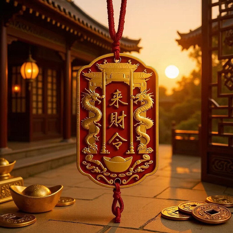 Fortune-Boosting Talisman for the Year of the Horse (丙午) with Double Dragons, Portable Token Pendant, Home Decoration Pendant, Car Hanging Sign