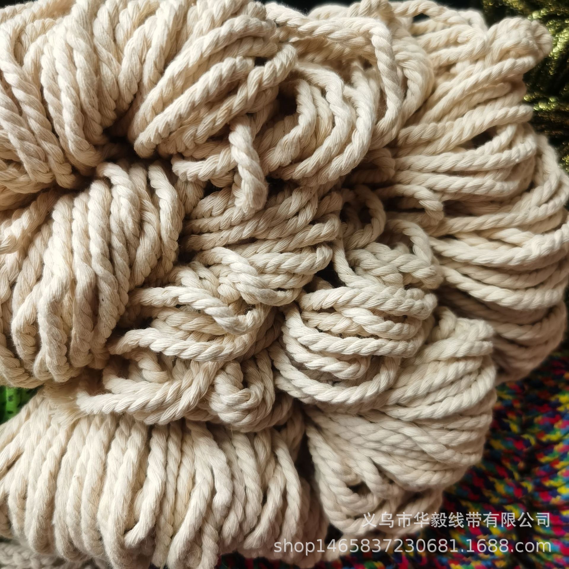 全棉本白三股棉绳diy手工棉绳4mm棉线外贸棉绳