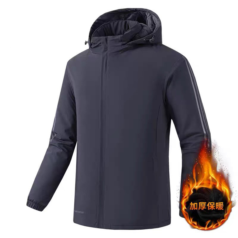 Abrigo de algodón con forro polar de tres barras para hombre talla grande impermeable abrigo de algodón cálido fábrica al por mayor LOGOTIPO imprimible