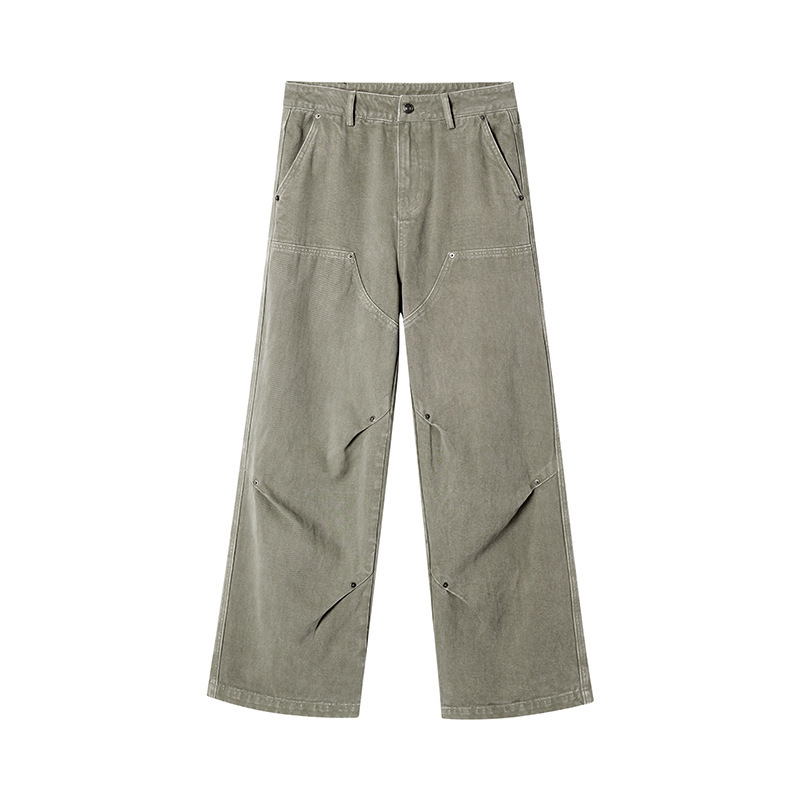 American-Style Straight-Leg Work Pants for Men, Casual Pants, Pure Cotton, Youth High Street Carhartt Men's Durable Pants, Men's Clothing