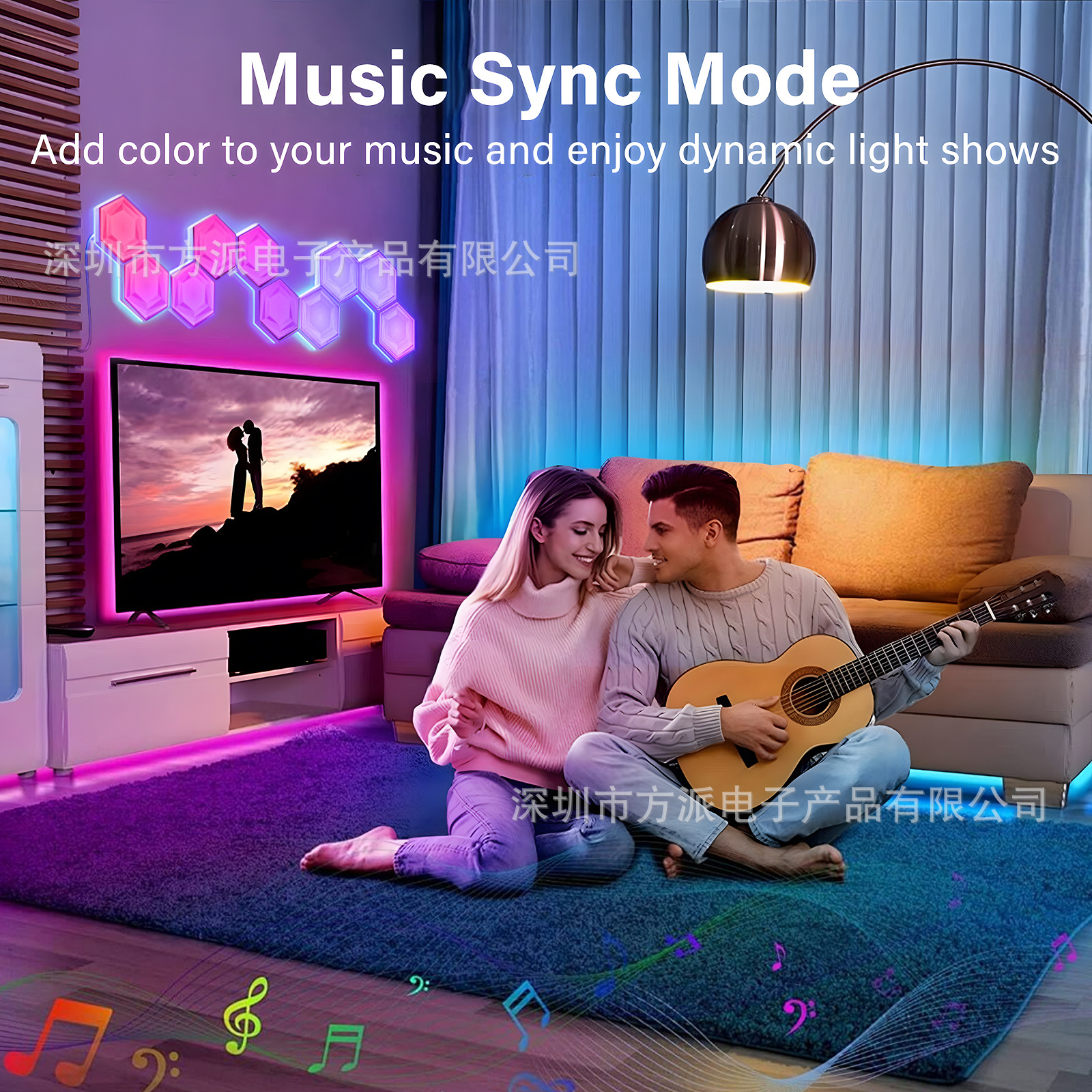 Luz ambiental para gaming, lámpara modular con control por voz y APP