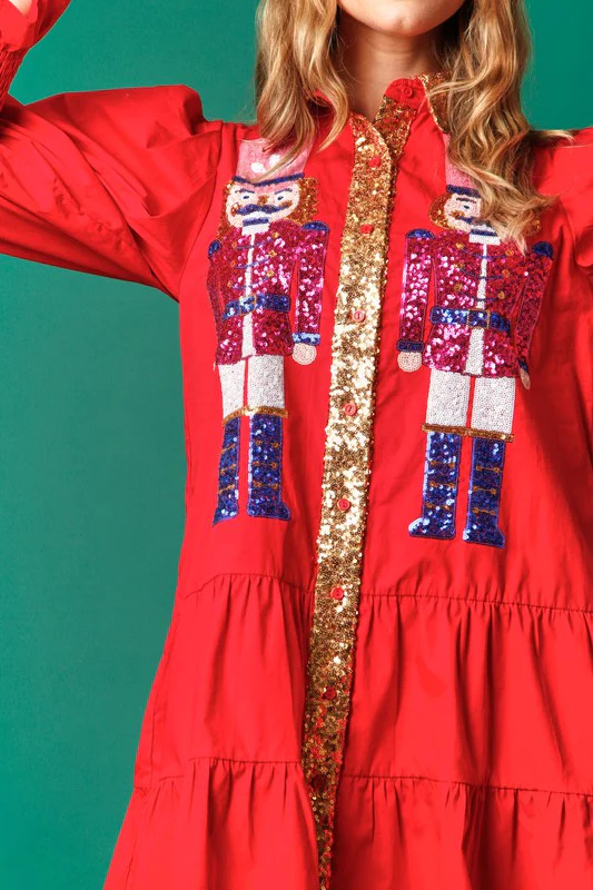 Women's Regular Dress Christmas Turndown Sequins Long Sleeve Cartoon Above Knee Festival display picture 7