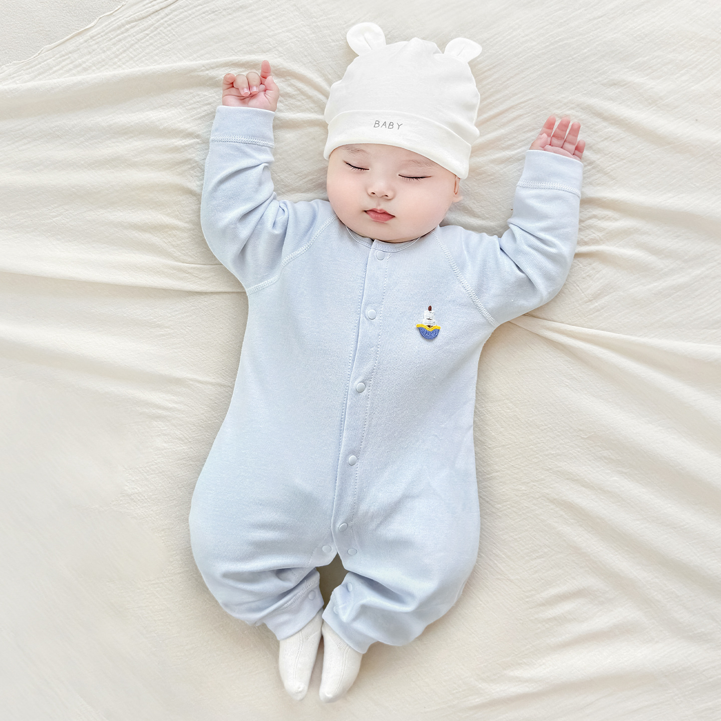 Primavera y otoño, camiseta infantil, camiseta delgada, pijama, luna llena, bebé, ropa de recién nacido