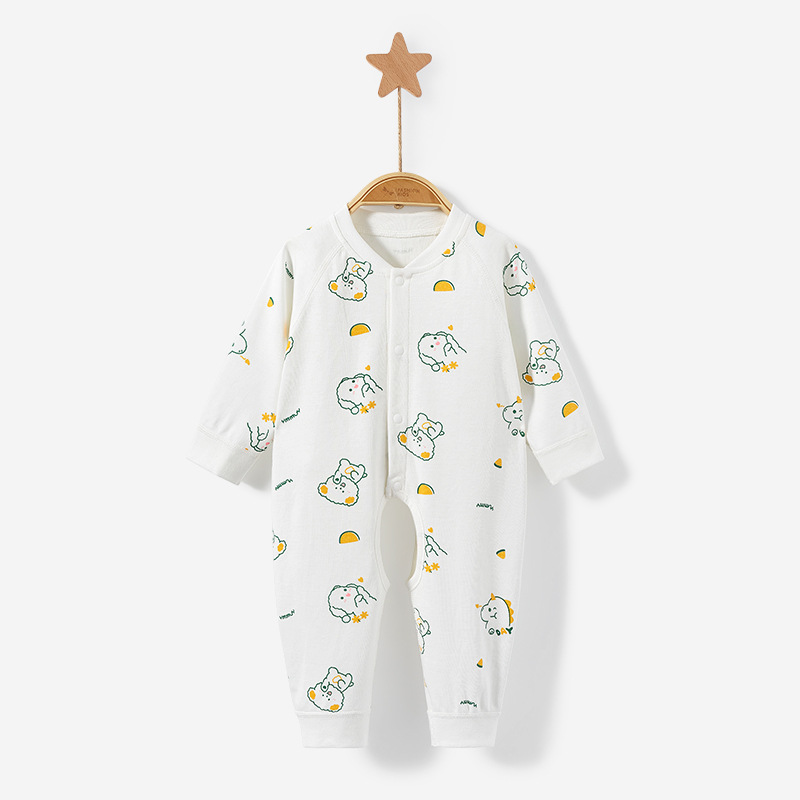 Mono para bebé para primavera, otoño e invierno, ropa de dormir de algodón con abertura en la entrepierna para recién nacidos, pelele cálido unisex, traje para gatear, ropa de bebé.