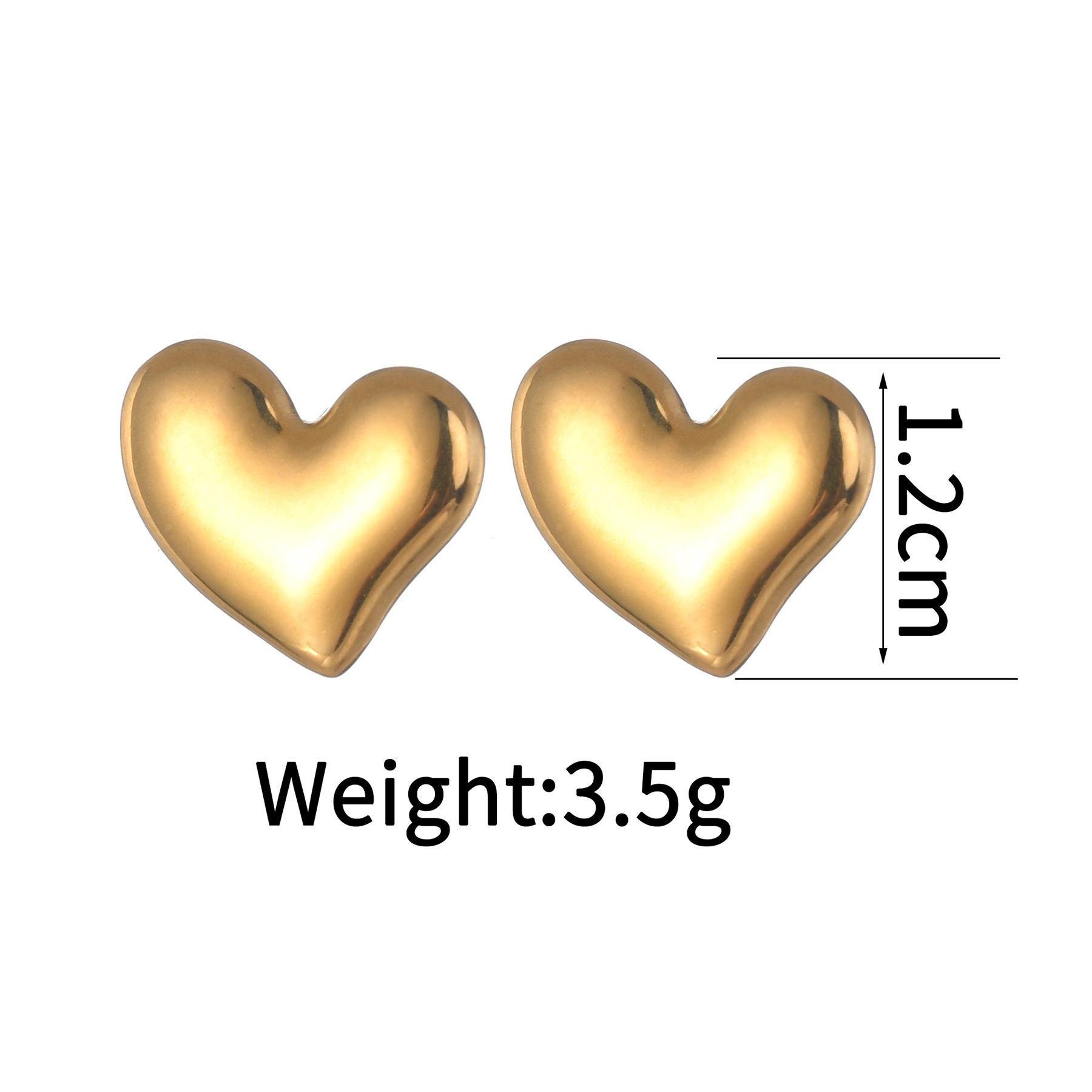 6g Weight PVD Coated Gold Plating Process 201 Stainless Steel Ear Needle Material 18K Real Gold Plated Plating Material Stone-Free Inlay Material Ear Studs Classification 1 Pair Quantity Holiday, Daily Occasion 304 Stainless Steel Material Heart Shape Pattern Women's Gender Simple Style, Classic Style Style Waterproof Non Tarnish, Plating Craft PVD Coated Real Gold Plated Heart Shape 304 Stainless Steel Simple Style Classic Style Waterproof Non Tarnish Ear Studs 6