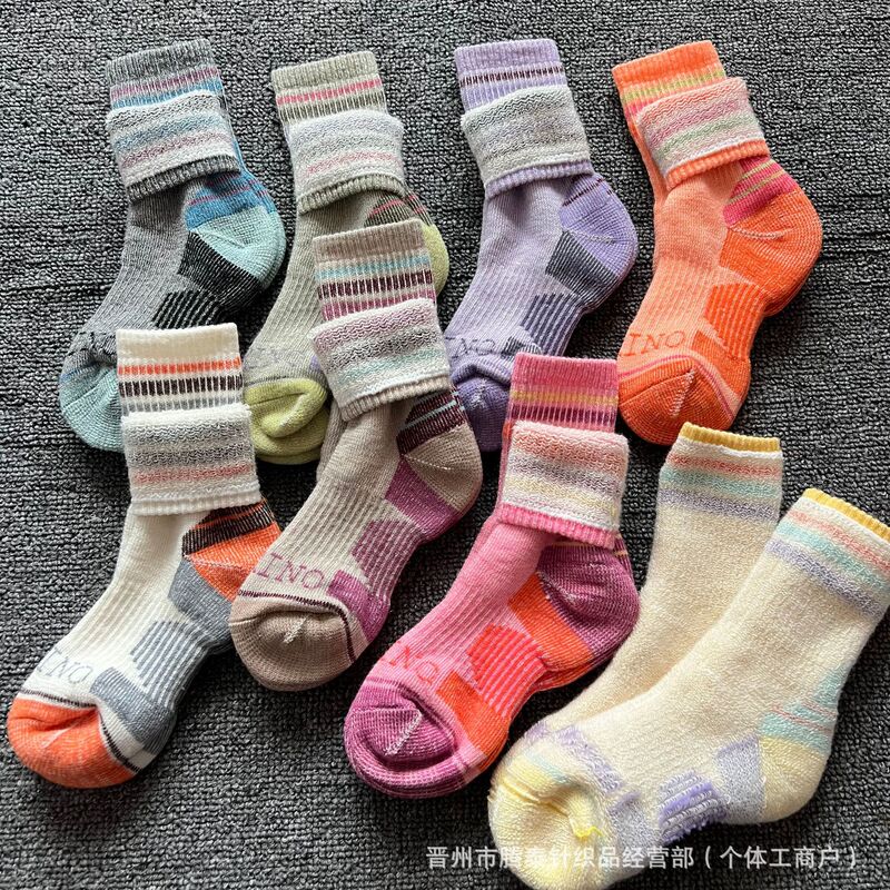 Merino 80% Wool Socks, Thickened and Warm, Full Terry Loop, Unisex and Parent-Child Style, Outdoor Sports, Mountaineering, and Skiing Socks
