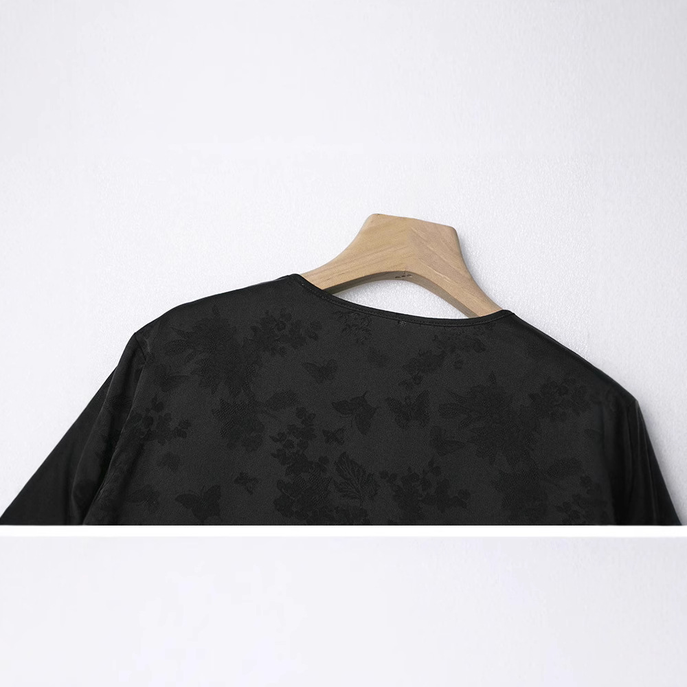 MS * GUOFENG 수정 자카드 모피 셔츠 코 빈 버튼 탑