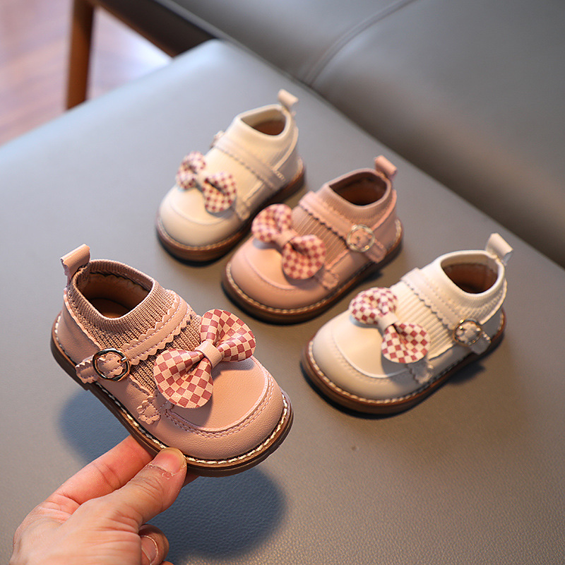 Autumn Children's Shoes, Baby Shoes, Korean Style Girls' Bow-Knot Leather Shoes, Princess Shoes, Soft-Soled Toddler Shoes for Girls