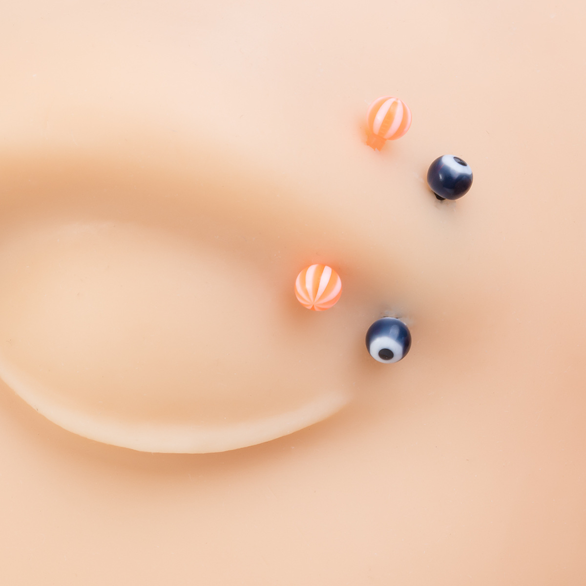 Fashion Round Stainless Steel Arylic Plating Nose studs 16 Pieces