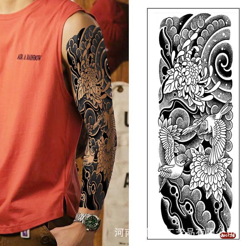 Calcomanías de tatuaje semipermanentes de brazo completo para hombres y mujeres brazo imagen grande jugo de planta no puede lavar las pegatinas de tótem de tatuaje