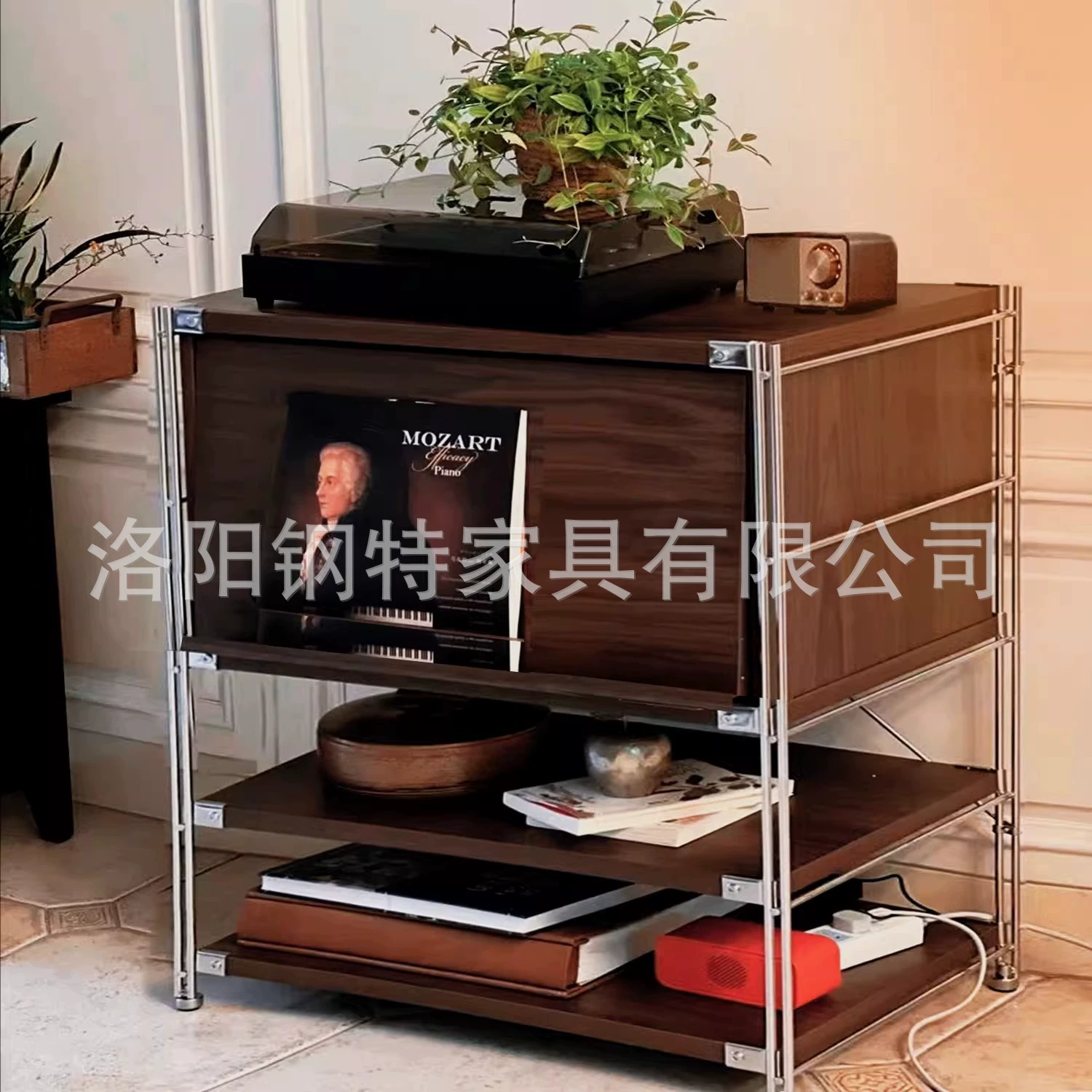 Баухаус журнал шкаф грецкого ореха среднего цвета витрина кофейный уголок книжная полка гостиная диван шкаф низкий шкаф