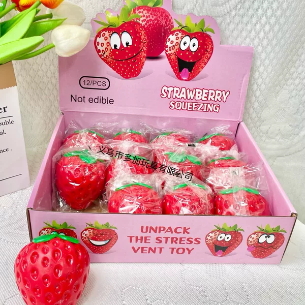 Strawberry Squeeze Toy, Fun Color Stress Relief Ball, Flour Ball Stress Relief Toy, Realistic Strawberry