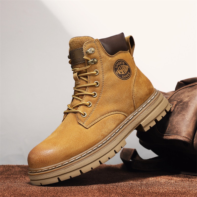Otoño y invierno tendencia de cuero casual botas Martin para hombres ropa de estilo británico botas de hombre moda calentamiento zapatos de hombre pareja