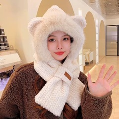 冬季保暖帽加绒加厚毛绒帽子女网红柔软百搭韩版骑车防风帽子冬季