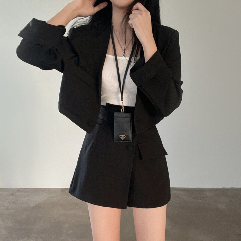 Chic Fashion Short Blazer + Short Skirt Two-Piece Set Chic Fashion Short Blazer + Short Skirt Two-Piece Set