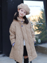 WT 2025秋冬新款男女童加厚连帽棉服 中大童欧美中长款棉衣