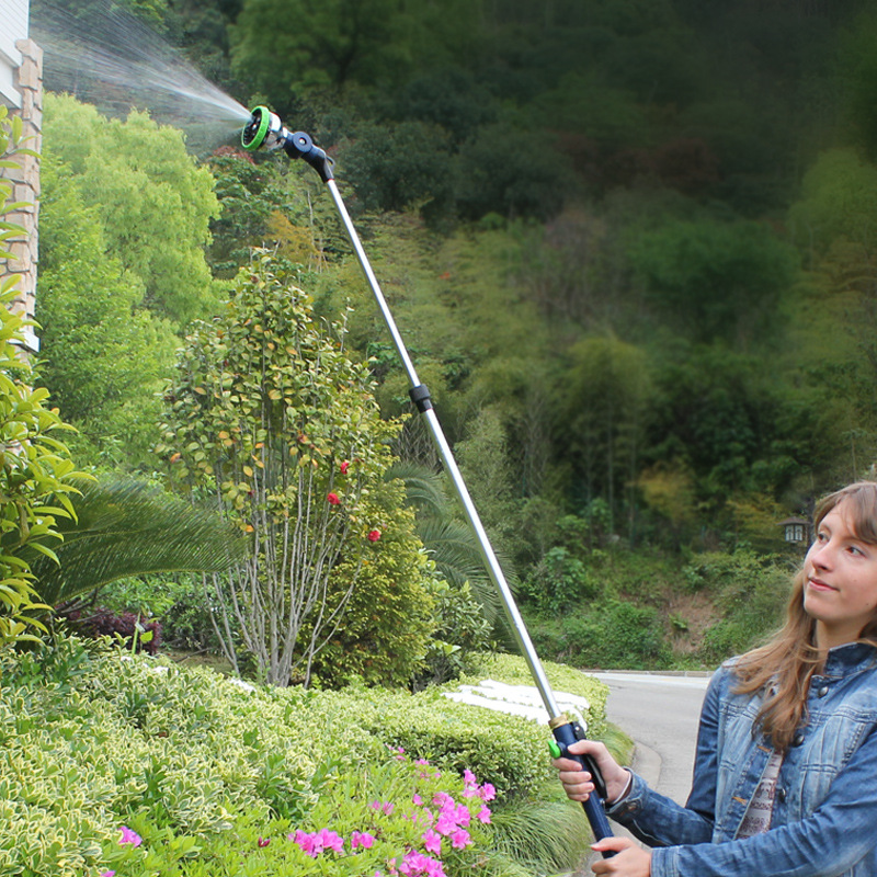 花园园艺浇花伸缩长杆洒水喷头多种水花长柄洗车灌溉喷淋水枪套装