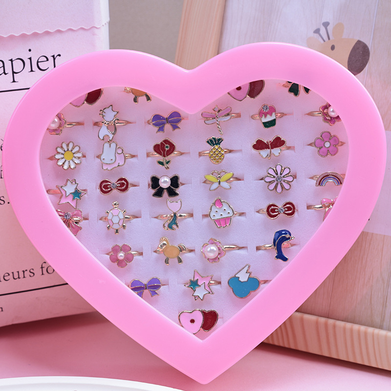Children's Rings, Cute Cartoon Alloy Oil Dripping Models, Mixed Batch Princess Rings, Accessories, Besties, Family Accessories