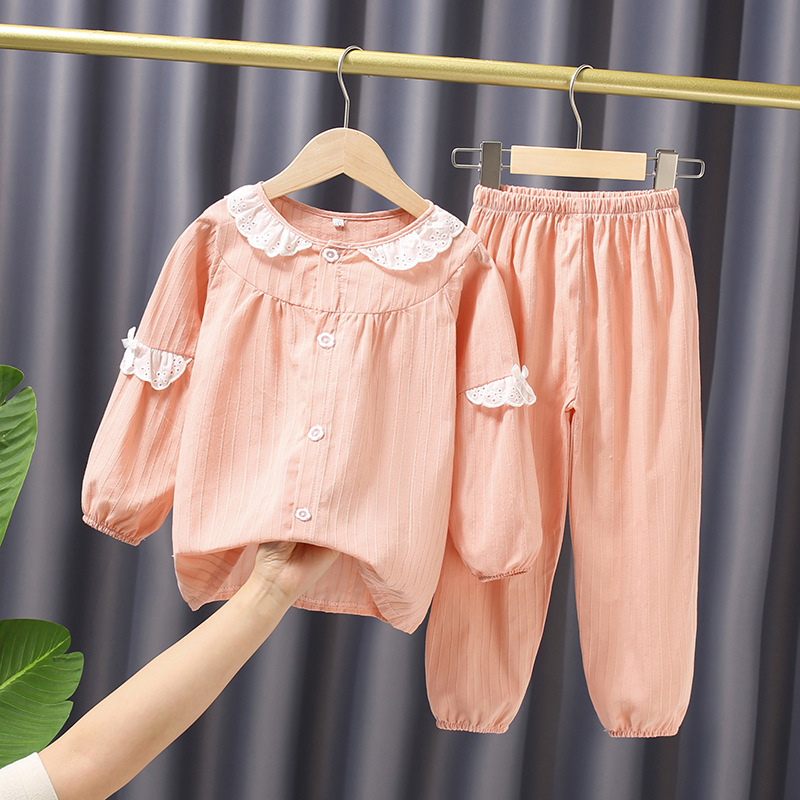 Summer children's cotton lace knitted pijama
