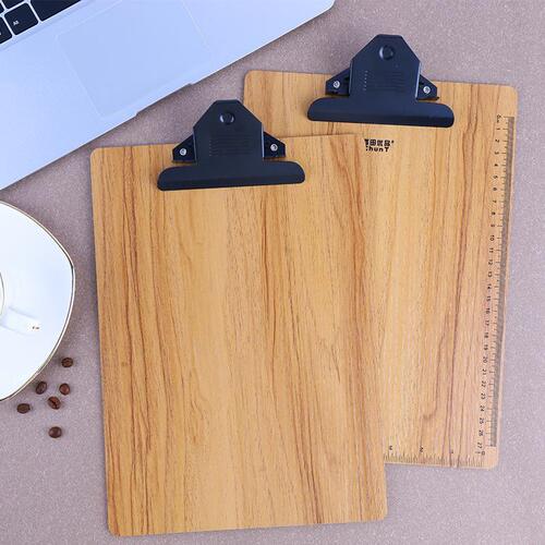 Wood grain A4 file board clip thickened hard fiber student writing pad can be inserted into the pen writing splint conference copying
