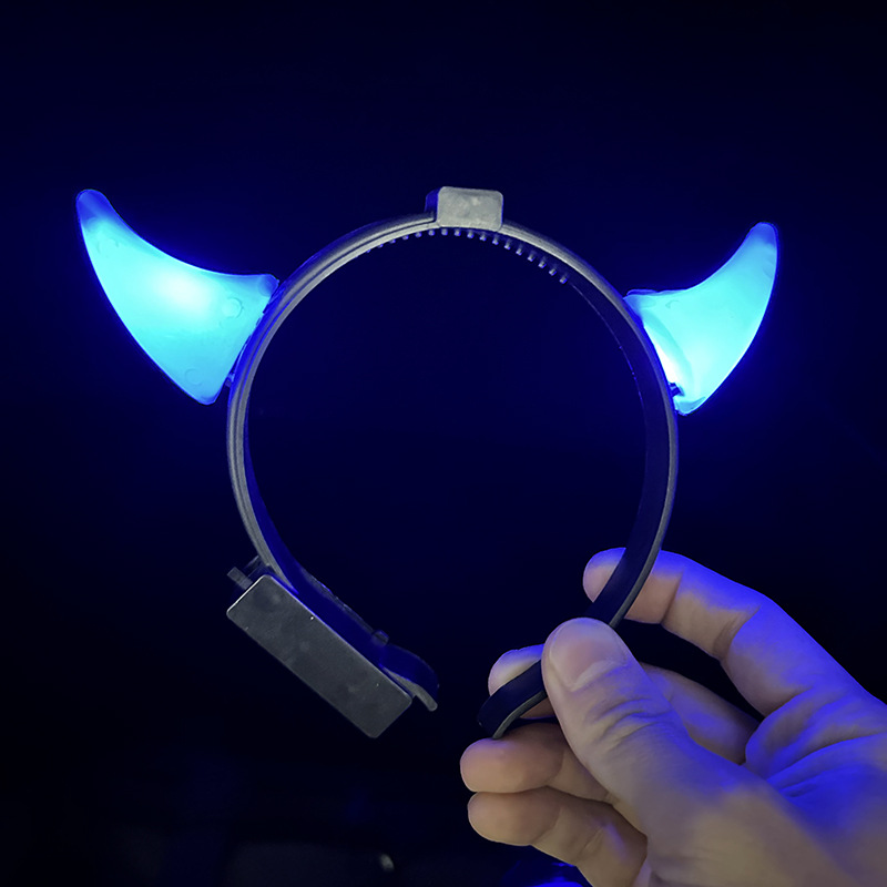 Diadema de cuerno luminosa pequeña/mediana, modo siempre brillante, iluminación directa, accesorios de fiesta de disfraces de Halloween