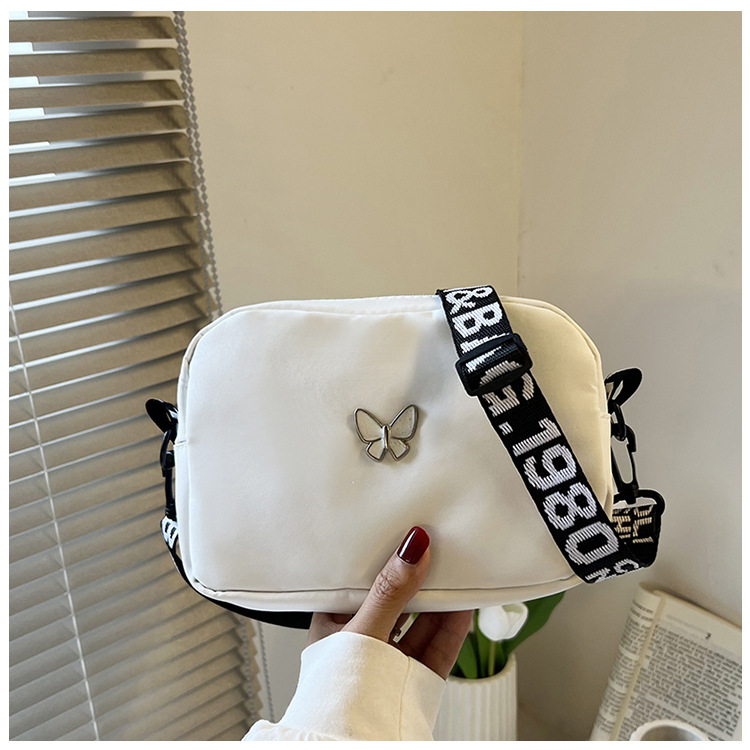 wholesale elegant butterfly simple small bag women's nylon cloth wide shoulder strap underarm bag casual shoulder solid color crossbody bag undefined