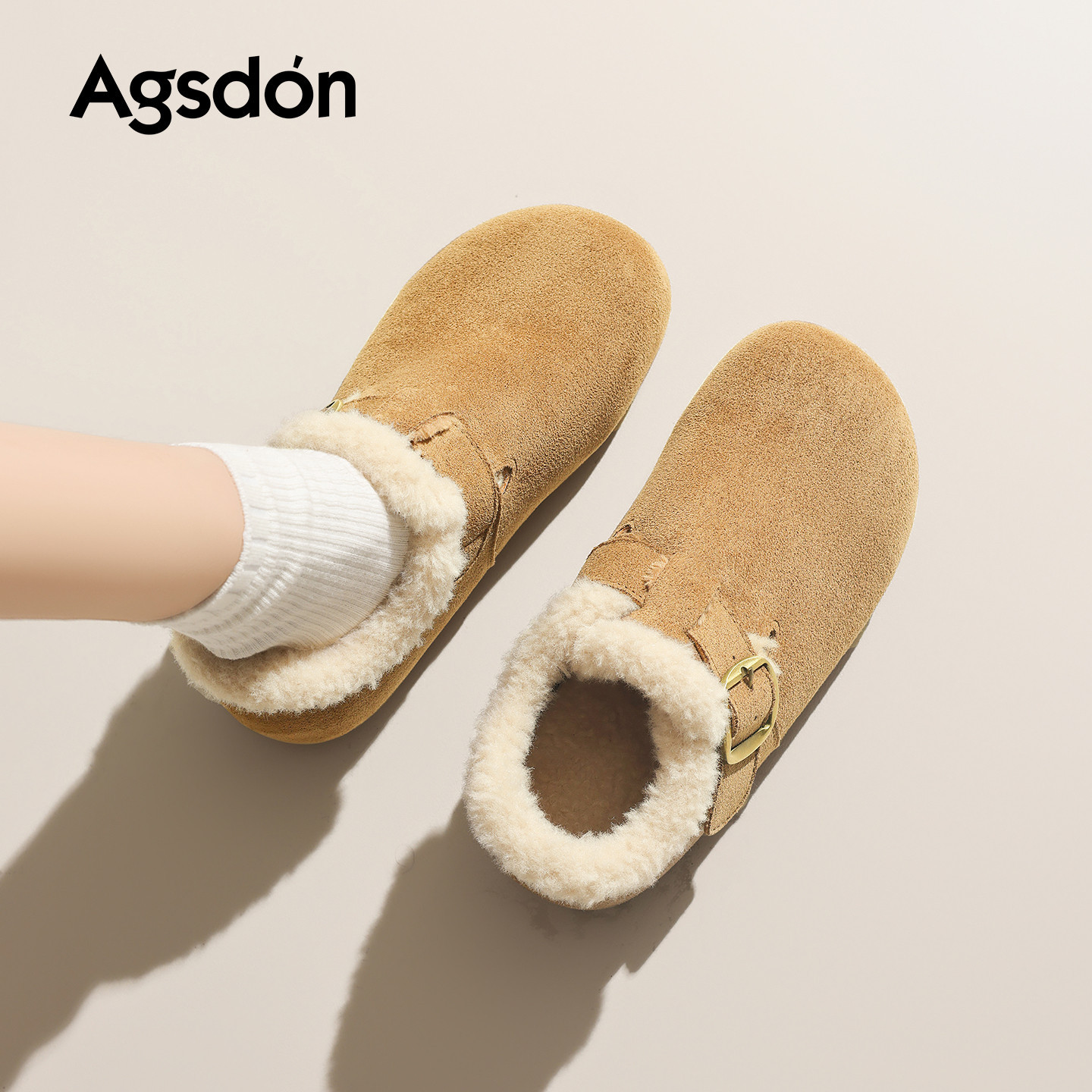 Augu Lion Deng Xiaoping Boccan zapatos de invierno para mujeres 2025 nuevo todo incluido con suela gruesa de algodón de peluche botas de nieve
