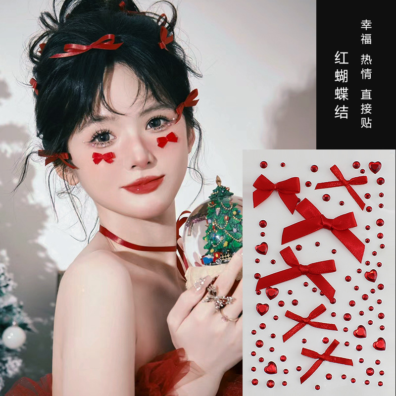 Parche de maquillaje de imitación de celebridades de Internet Parche de diamante Parche de diamante de mariposa Parche de diamante de imitación Parche de cara Parche de lágrima Parche de perlas de ojo Parche de diamante intermitente