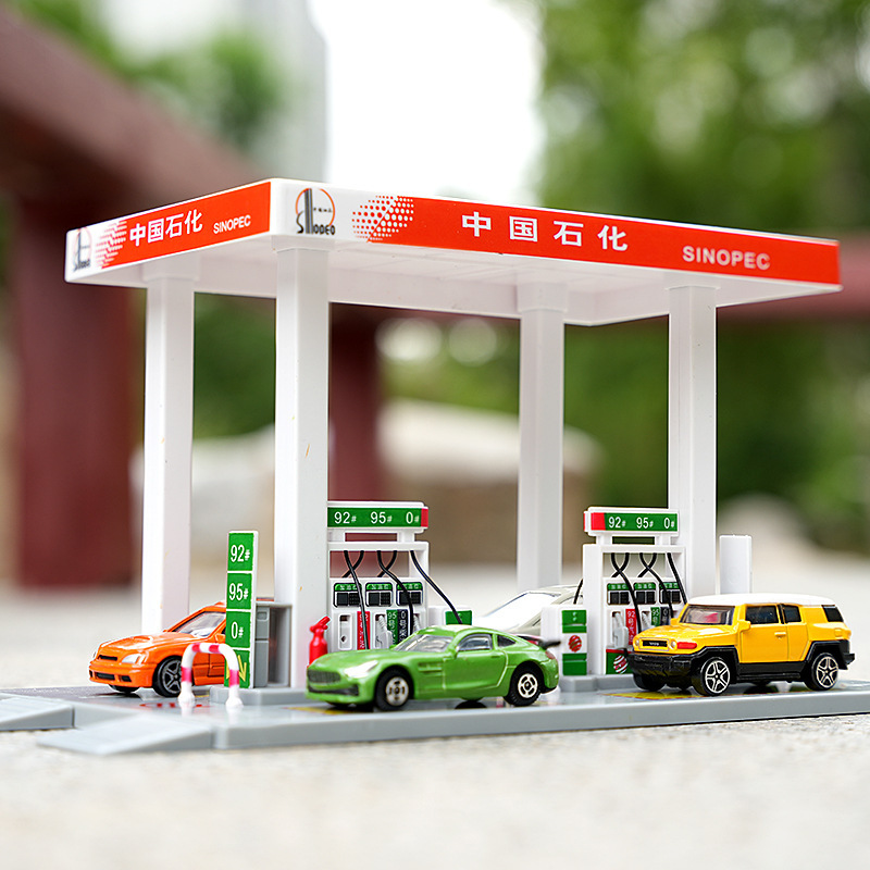 Jingbang 1/60 alloy gas station suit Sinopec PetroChina simulation scene tanker with four trolleys Jingbang 1/60 alloy gas station suit Sinopec PetroChina simulation scene tanker with four trolleys