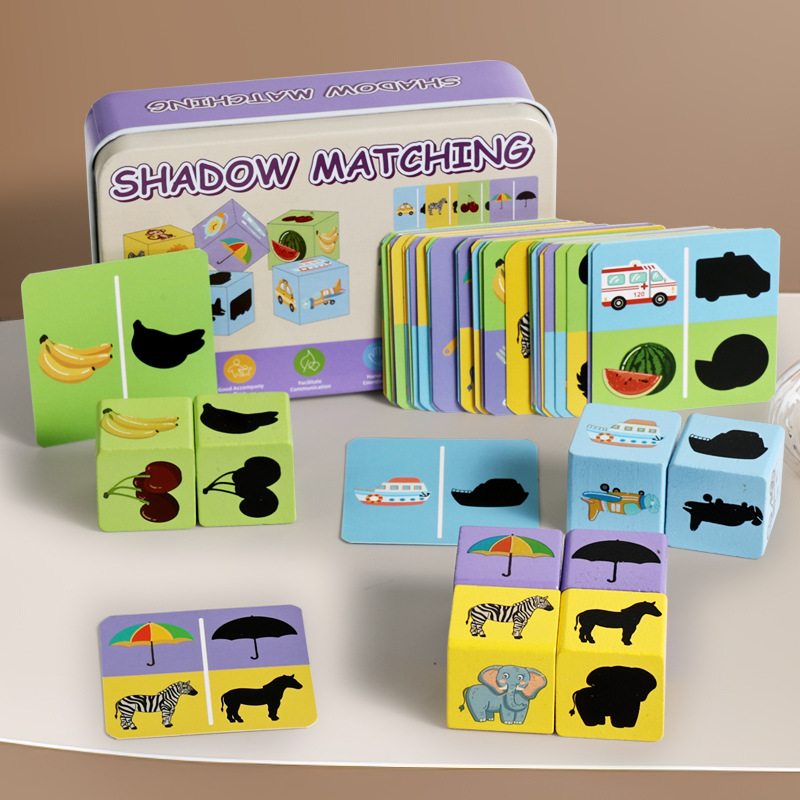 Educación temprana rompecabezas sombras emparejadas patrones de bloque emparejados juegos de frutas animales ejercicio cognitivo juguetes de acción fina