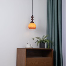 复古床头小吊灯中古南洋风法式美式设计师单头实木主卧室吧台线灯