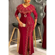 R 12787 Elegant V Neck Evening Dress ŷ����������ȹ