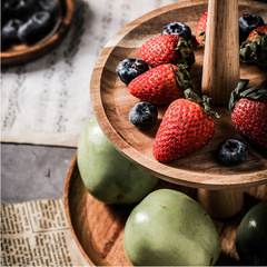 跨境戶外乾果盤多層點心蛋糕架木質美式糖果木盤家用客廳奶酪擺盤