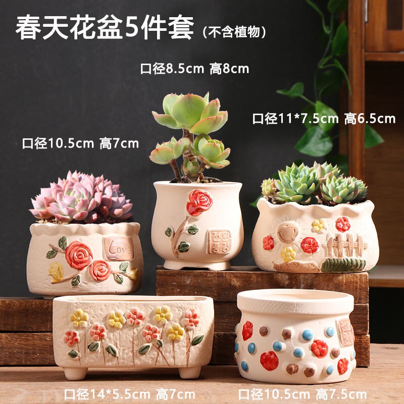 Ceramic Succulent Flower Pot for Home Use, Breathable Root-Controlled Terracotta Pot, Available in Various Sizes