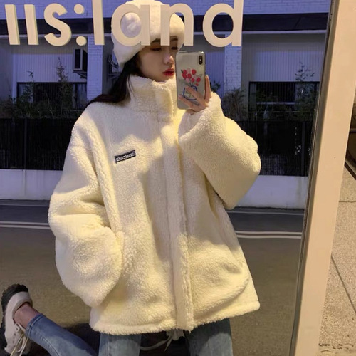 Thermal letter cotton coat for women, 2025 autumn and winter, loose Korean style, small figure hoodie