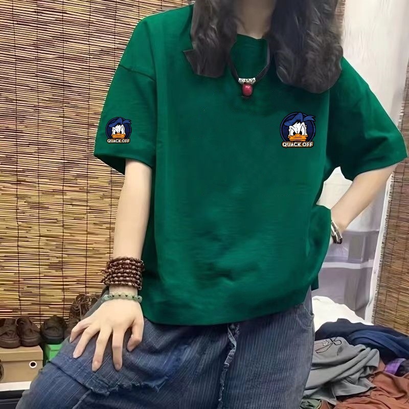 棉短袖T恤女2025夏季新款卡通宽松百搭韩版圆领上衣女ins风|undefined