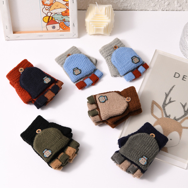 children's demi-season keep warm cute knitted gloves for boys