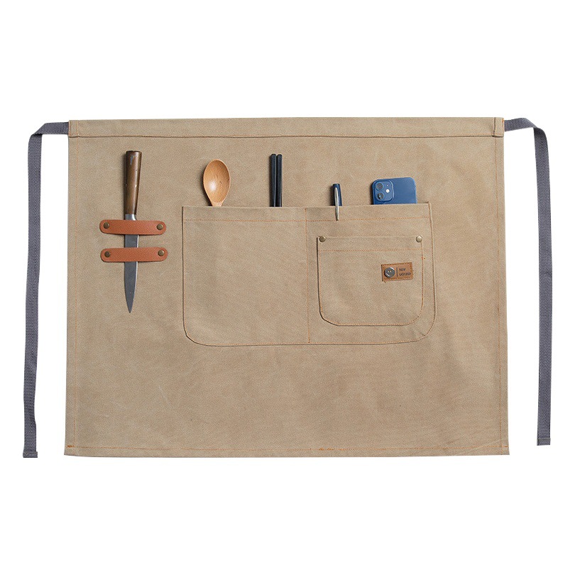 Comercio exterior barista medio delantal moda femenina restaurante cintura corta lona media ropa de trabajo delantal masculino al por mayor