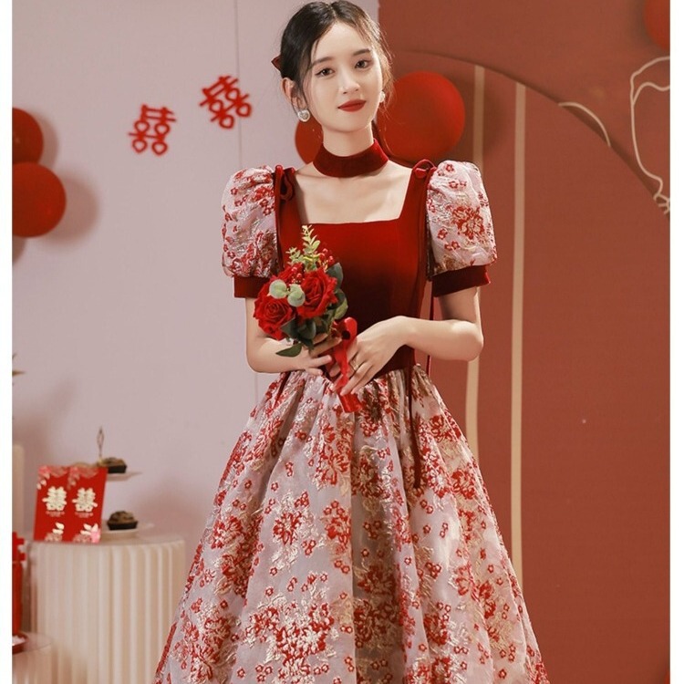 Large size fat MM200 kg rose Knight toast suit slightly fat slim pregnant woman bride engagement evening dress appreciation banquet