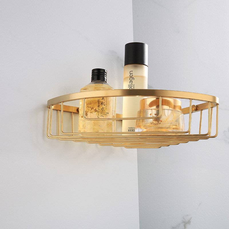 304不锈钢浴室置物篮 卫生间网篮置物架墙角壁挂式打孔单层三角篮