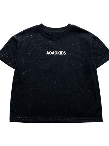 Children's Summer T-shirt for Boys, Middle Size, Korean Style, Stylish and Relaxed, Printed with Letters, Trendy for Boys