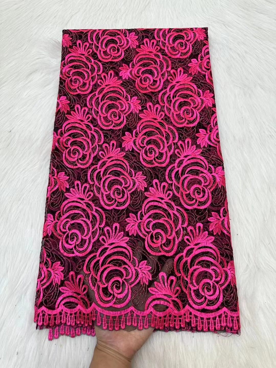 Two -color golden line gauze embroidery fabric Mom installed Quality Mesh LACE FACE FACE