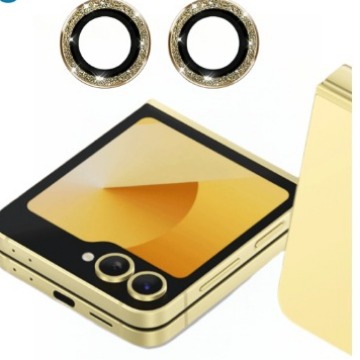 Aplicable a Samsung Z Flip6 película de lente de teléfono móvil serie de polvo flash metal ojo de halcón anillo de protección de cámara película HD