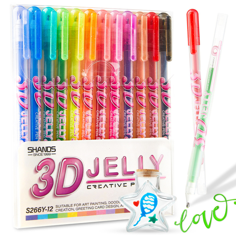 クロスボーダー 3D マカロンカラーゼリーペン子供用 DIY クリエイティブ立体手描きカラーペン高価値手作りギフト|undefined