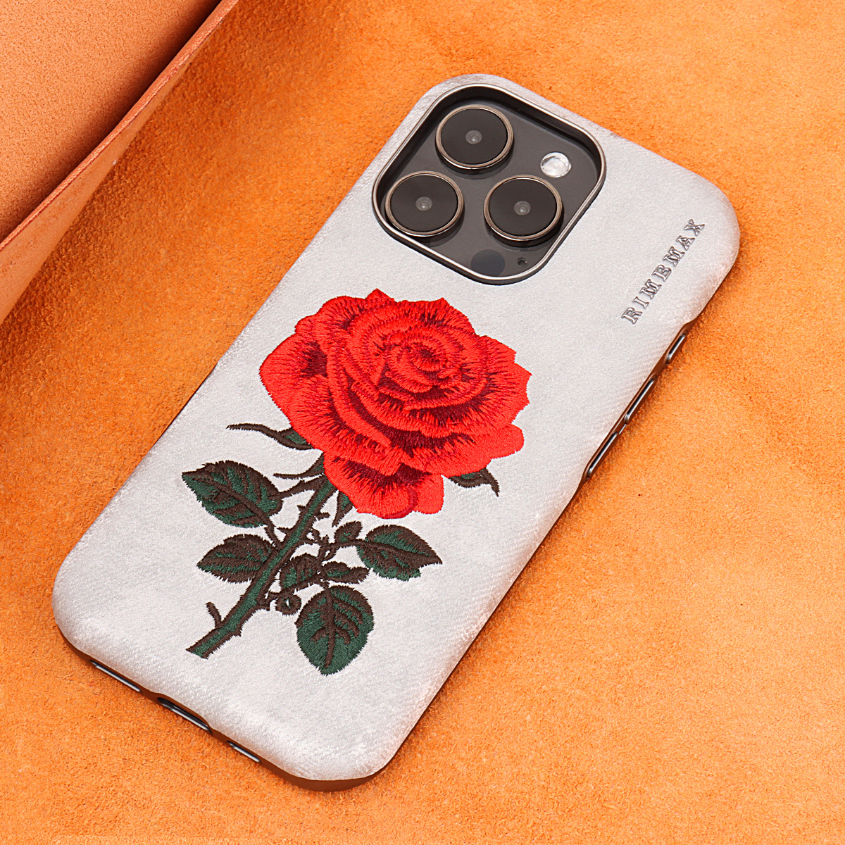 Ốp lưng iPhone 16 Pro Max thêu hoa hồng mạ điện sang trọng, chống sốc viền dày — Màu đen, Màu đỏ, Màu hồng, Màu xám chi tiết 14