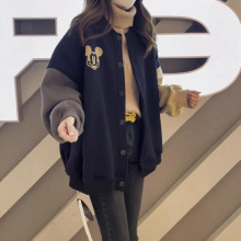 秋冬款加绒加厚胖妹妹2-300斤特大码保暖女装棒球服长袖夹克外套