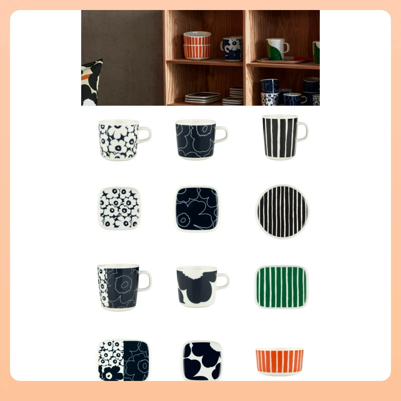2024 Xiaqiu новый MARIMEKKO MINI глубокий синий цветок/вертикальная керамика Мarks чашка блюдо китайские одноклассники