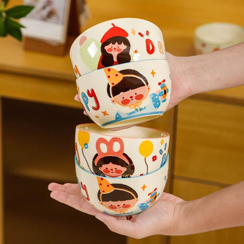 Керамические ритуи‑миски с мультяшными рисунками, 4,5‑дюйма, семейный набор в подарочной упаковке