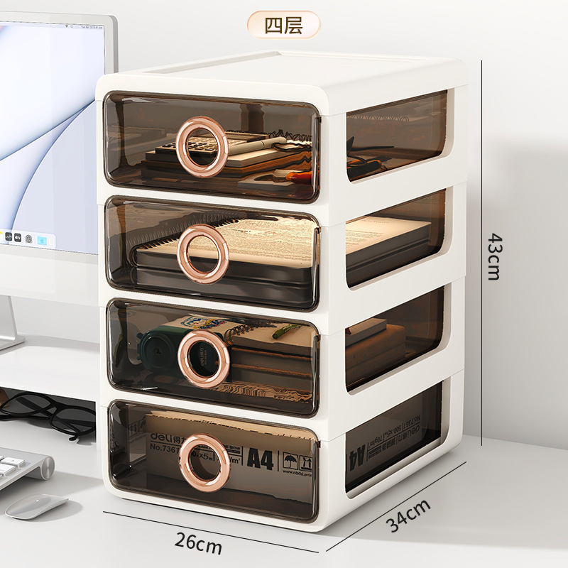 Luz de lujo tocador caja de cosméticos producto de cuidado de la piel estante de almacenamiento caja de almacenamiento de cosméticos cajón transparente estante de almacenamiento de escritorio