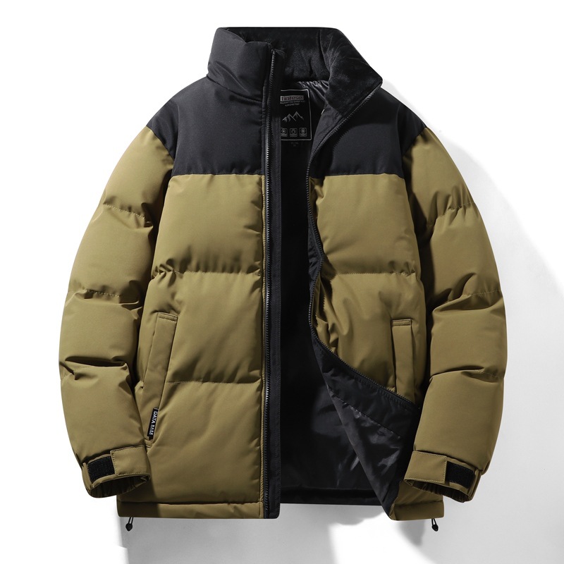 Abrigo de invierno de los hombres de la nueva capa de invierno de algodón acolchado de los hombres cálido engrosado abrigo de algodón acolchado de moda abrigo de pan cuello de terciopelo de algodón acolchado mujeres